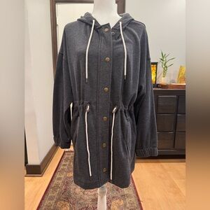 Old Navy Sweatshirt Jacket With Hood Zipper & Snap Closure